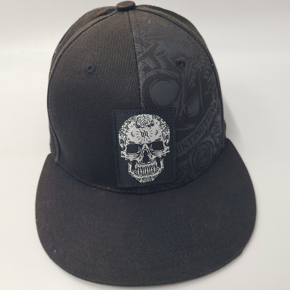 Hart & Huntington Hat Fitted L-XL Black Skull Logo Flat Brim Skate Motocross Men